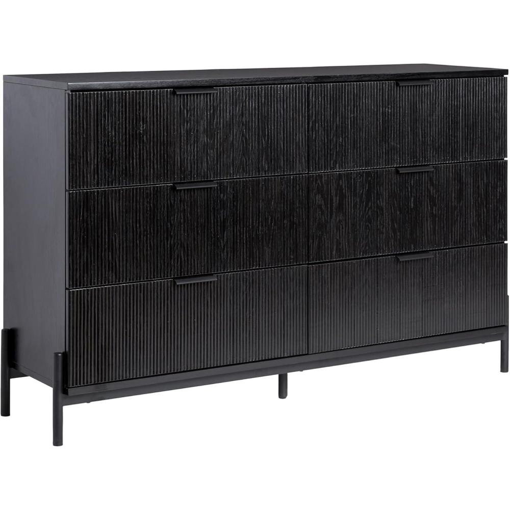 imageWalker Edison MidCentury 6Drawer Chest with Reeded Drawer Fronts 56 Inch MochaBlack
