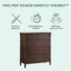 Walker Edison EZ Assembly™ Premium Traditional Solid Wood 5-Drawer Dresser, Quick Assembly Furniture, 5-Drawer Chest of Drawers, Spindle Dresser, 20 Inch, Dark Brown