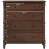 Walker Edison EZ Assembly™ Premium Traditional Solid Wood 5-Drawer Dresser, Quick Assembly Furniture, 5-Drawer Chest of Drawers, Spindle Dresser, 20 Inch, Dark Brown
