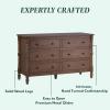 Walker Edison EZ Assembly™ Premium Traditional Solid Wood 6-Drawer Dresser, Vintage Chest of Drawers, Spindle Dresser, Quick Assembly Furniture, 54 Inch, White(Dark Brown)