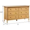 Walker Edison EZ Assembly™ Premium Traditional Solid Wood 6-Drawer Dresser, Vintage Chest of Drawers, Spindle Dresser, Quick Assembly Furniture, 54 Inch, White(Natural)