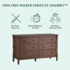 Walker Edison EZ Assembly™ Premium Traditional Solid Wood 6-Drawer Dresser, Vintage Chest of Drawers, Spindle Dresser, Quick Assembly Furniture, 54 Inch, White(Dark Brown)