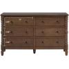 Walker Edison EZ Assembly™ Premium Traditional Solid Wood 6-Drawer Dresser, Vintage Chest of Drawers, Spindle Dresser, Quick Assembly Furniture, 54 Inch, White(Dark Brown)