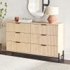 Walker Edison Mid-Century 6-Drawer Chest with Reeded Drawer Fronts, 56 Inch, Mocha(Coastal Oak)