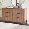 Walker Edison Mid-Century 6-Drawer Chest with Reeded Drawer Fronts, 56 Inch, Mocha(Mocha)