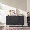 Walker Edison Modern 6-Drawer Dresser Bedroom Storage Organizer, 52 Inch, Riviera(Black Cut-out)