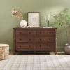 Walker Edison EZ Assembly™ Premium Traditional Solid Wood 6-Drawer Dresser, Vintage Chest of Drawers, Spindle Dresser, Quick Assembly Furniture, 54 Inch, White(Dark Brown)