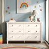 Walker Edison EZ Assembly™ Premium Traditional Solid Wood 6-Drawer Dresser, Vintage Chest of Drawers, Spindle Dresser, Quick Assembly Furniture, 54 Inch, White(White)