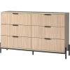 Walker Edison Mid-Century 6-Drawer Chest with Reeded Drawer Fronts, 56 Inch, Mocha(Coastal Oak)