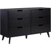 Walker Edison Modern 6-Drawer Dresser Bedroom Storage Organizer, 52 Inch, Riviera(Black Cut-out)