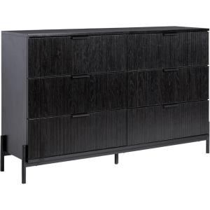 Walker Edison Mid-Century 6-Drawer Chest with Reeded Drawer Fronts, 56 Inch, Mocha(Black)
