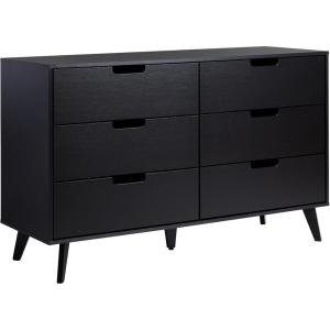 Walker Edison Modern 6-Drawer Dresser Bedroom Storage Organizer, 52 Inch, Riviera(Black Cut-out)