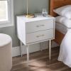 Walker Edison Modern Olivia 2-Drawer Rectangle Nightstand Bedroom Side Table Living Room Small End Accent Table, 20 Inch, White(White)