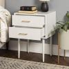 Walker Edison Modern Olivia 2-Drawer Rectangle Nightstand Bedroom Side Table Living Room Small End Accent Table, 20 Inch, White(White)