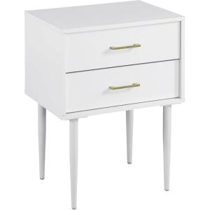 Walker Edison Modern Olivia 2-Drawer Rectangle Nightstand Bedroom Side Table Living Room Small End Accent Table, 20 Inch, White(White)