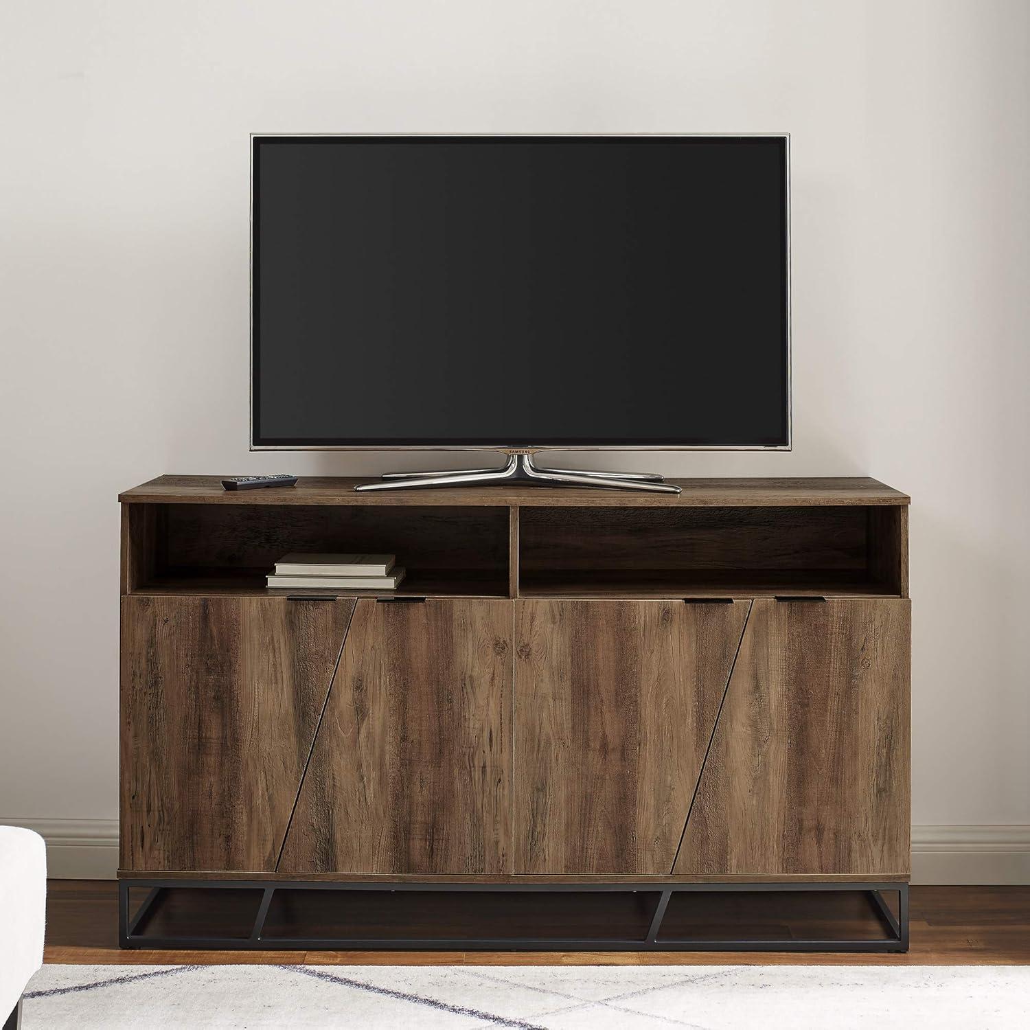 imageWalker Edison Angled Door CabinetSideboardBuffet with Open Shelf Storage 58 Rustic Oak