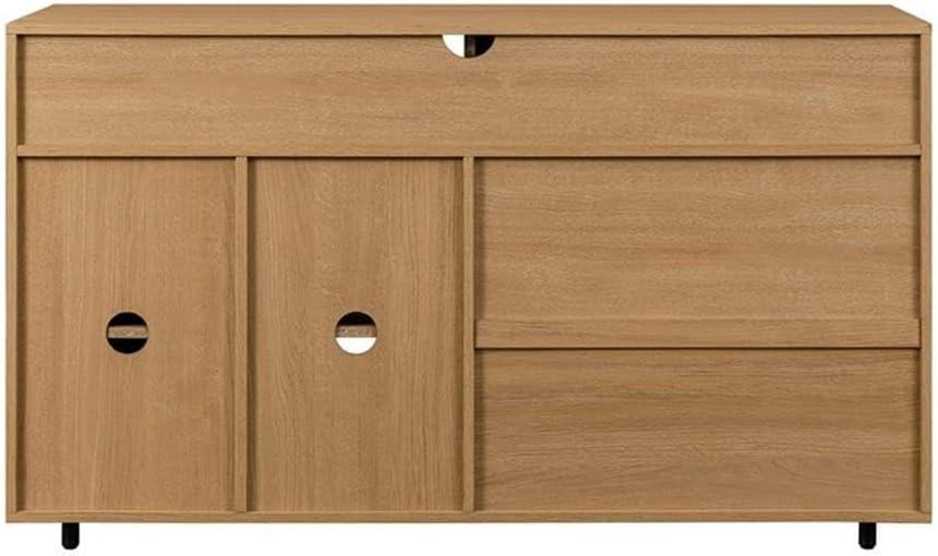 imageWalker Edison Caely Contemporary Minimal DecorativeDrawer Storage Sideboard 52 Inch Dark EspressoSolid BlackCoastal Oak Solid White