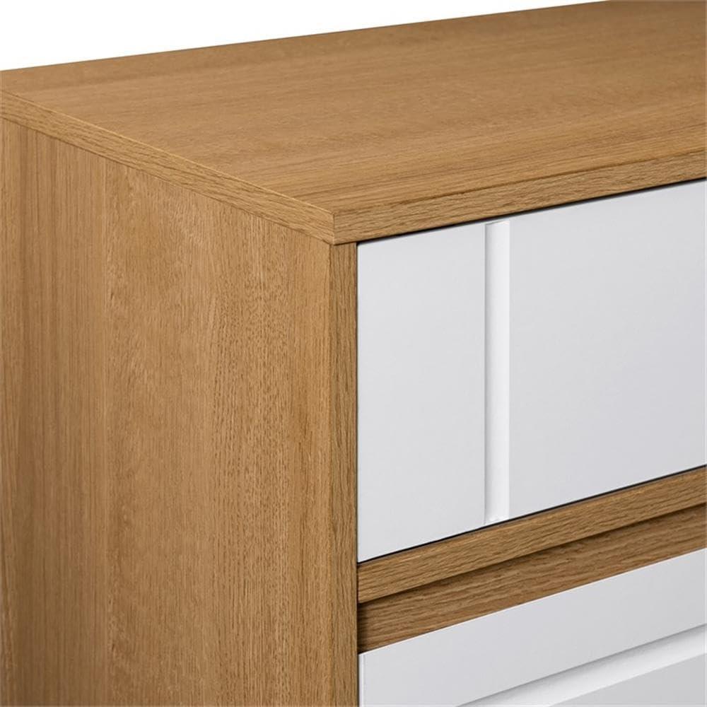 imageWalker Edison Caely Contemporary Minimal DecorativeDrawer Storage Sideboard 52 Inch Dark EspressoSolid BlackCoastal Oak Solid White