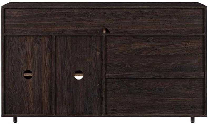 imageWalker Edison Caely Contemporary Minimal DecorativeDrawer Storage Sideboard 52 Inch Dark EspressoSolid BlackDark Espresso Solid Black
