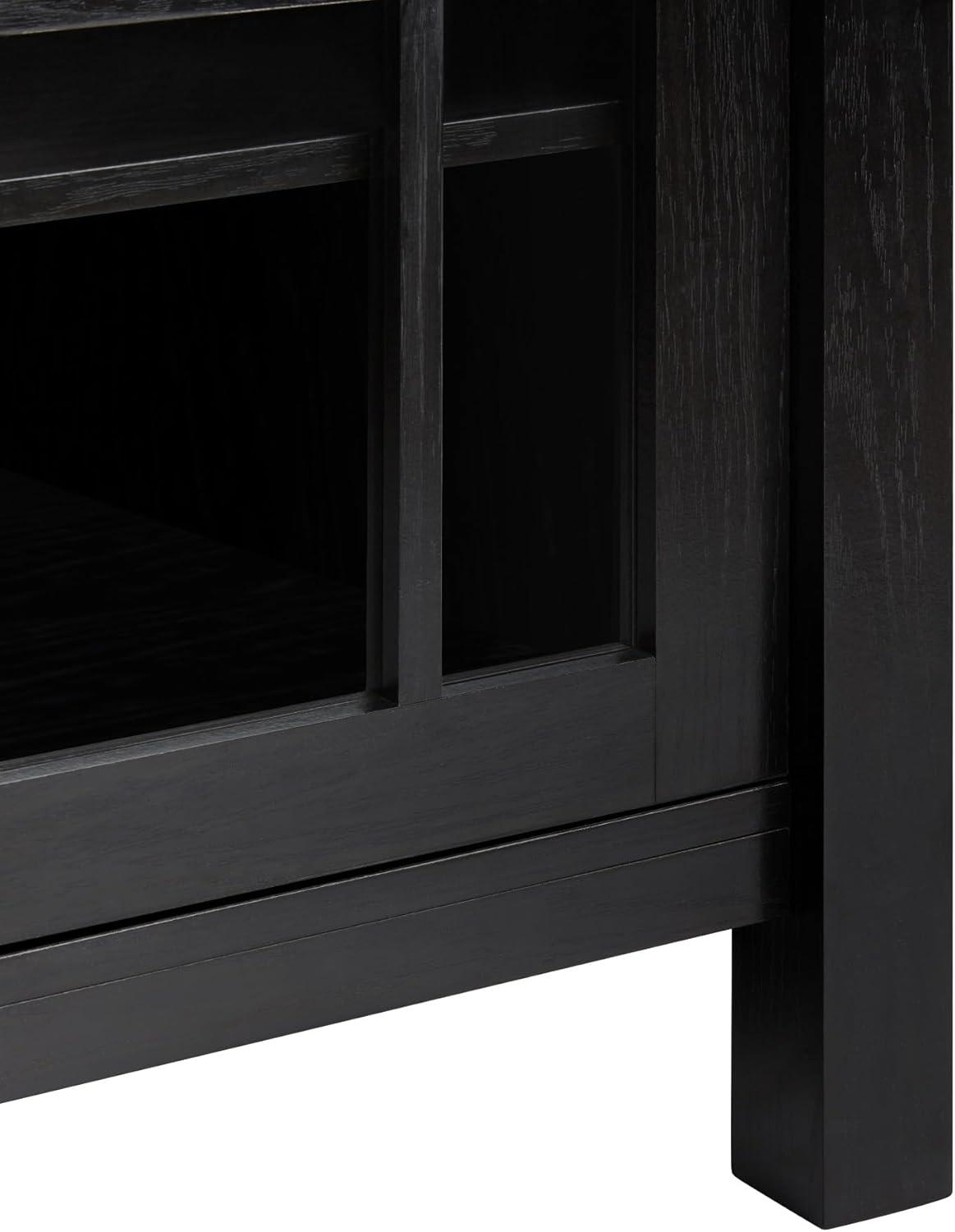 imageWalker Edison TransitionalStyle Windowpane Glass Door Storage Sideboard 58 Inch Coastal OakBlack