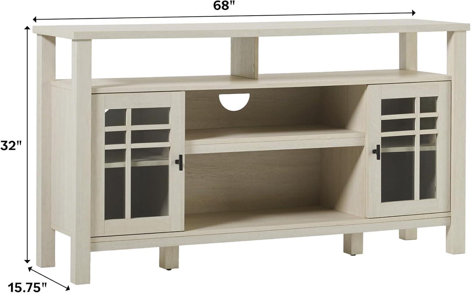 imageWalker Edison TransitionalStyle Windowpane Glass Door Storage Sideboard 58 Inch Coastal OakIvory Oak