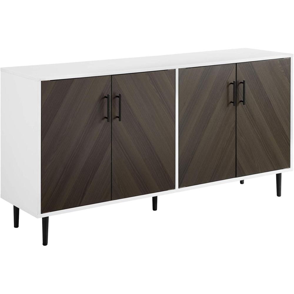 imageWalker Edison Fehr Modern 4 Door Bookmatch Buffet 58 Inch Ash BrownAsh Brown BookmatchSolid White