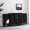 Walker Edison 4-Door Tiered Modern-Sideboard-Buffet Stand for Storage, 62, Black(Black)