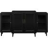 Walker Edison 4-Door Tiered Modern-Sideboard-Buffet Stand for Storage, 62, Black(Black)