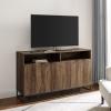 Walker Edison Angled Door Cabinet-Sideboard-Buffet with Open Shelf Storage, 58, Rustic Oak