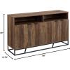 Walker Edison Angled Door Cabinet-Sideboard-Buffet with Open Shelf Storage, 58, Rustic Oak