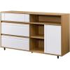 Walker Edison Caely Contemporary Minimal Decorative-Drawer Storage Sideboard, 52 Inch, Dark Espresso/Solid Black(Coastal Oak / Solid White)