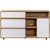 Walker Edison Caely Contemporary Minimal Decorative-Drawer Storage Sideboard, 52 Inch, Dark Espresso/Solid Black(Coastal Oak / Solid White)
