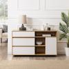 Walker Edison Caely Contemporary Minimal Decorative-Drawer Storage Sideboard, 52 Inch, Dark Espresso/Solid Black(Coastal Oak / Solid White)