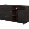 Walker Edison Caely Contemporary Minimal Decorative-Drawer Storage Sideboard, 52 Inch, Dark Espresso/Solid Black(Dark Espresso / Solid Black)