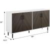 Walker Edison Fehr Modern 4 Door Bookmatch Buffet, 58 Inch, Ash Brown(Ash Brown Bookmatch/Solid White)