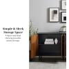 Walker Edison Fehr Modern 4 Door Bookmatch Buffet, 58 Inch, Ash Brown(Ash Brown Bookmatch/Solid White)