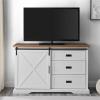 Walker Edison Modern Farmhouse Wood Sliding X Barn Door Buffet Sideboard Living Room Entryway Serving Storage Cabinet Doors-Dining Room Console, 56 Inch, White and Rustic Oak(White and Rustic Oak)