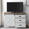 Walker Edison Modern Farmhouse Wood Sliding X Barn Door Buffet Sideboard Living Room Entryway Serving Storage Cabinet Doors-Dining Room Console, 56 Inch, White and Rustic Oak(White and Rustic Oak)
