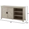 Walker Edison Modern Wood Grooved Buffet Sideboard with Open Storage-Entryway Serving Storage Cabinet Doors-Dining Room Console, 58 Inch, Dark Walnut(Birch)