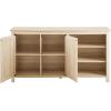 Walker Edison Modern Wood Grooved Buffet Sideboard with Open Storage-Entryway Serving Storage Cabinet Doors-Dining Room Console, 58 Inch, Dark Walnut(Birch)