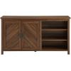 Walker Edison Modern Wood Grooved Buffet Sideboard with Open Storage-Entryway Serving Storage Cabinet Doors-Dining Room Console, 58 Inch, Dark Walnut(Dark Walnut)