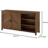 Walker Edison Modern Wood Grooved Buffet Sideboard with Open Storage-Entryway Serving Storage Cabinet Doors-Dining Room Console, 58 Inch, Dark Walnut(Dark Walnut)