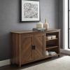 Walker Edison Modern Wood Grooved Buffet Sideboard with Open Storage-Entryway Serving Storage Cabinet Doors-Dining Room Console, 58 Inch, Dark Walnut(Dark Walnut)