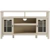 Walker Edison Transitional-Style Windowpane Glass Door Storage Sideboard, 58 Inch, Coastal Oak(Ivory Oak)