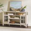 Walker Edison Transitional-Style Windowpane Glass Door Storage Sideboard, 58 Inch, Coastal Oak(Ivory Oak)