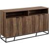 Walker Edison Angled Door Cabinet-Sideboard-Buffet with Open Shelf Storage, 58, Rustic Oak