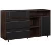 Walker Edison Caely Contemporary Minimal Decorative-Drawer Storage Sideboard, 52 Inch, Dark Espresso/Solid Black(Dark Espresso / Solid Black)