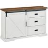 Walker Edison Modern Farmhouse Wood Sliding X Barn Door Buffet Sideboard Living Room Entryway Serving Storage Cabinet Doors-Dining Room Console, 56 Inch, White and Rustic Oak(White and Rustic Oak)