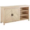 Walker Edison Modern Wood Grooved Buffet Sideboard with Open Storage-Entryway Serving Storage Cabinet Doors-Dining Room Console, 58 Inch, Dark Walnut(Birch)