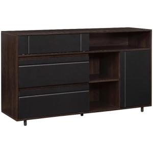 Walker Edison Caely Contemporary Minimal Decorative-Drawer Storage Sideboard, 52 Inch, Dark Espresso/Solid Black(Dark Espresso / Solid Black)